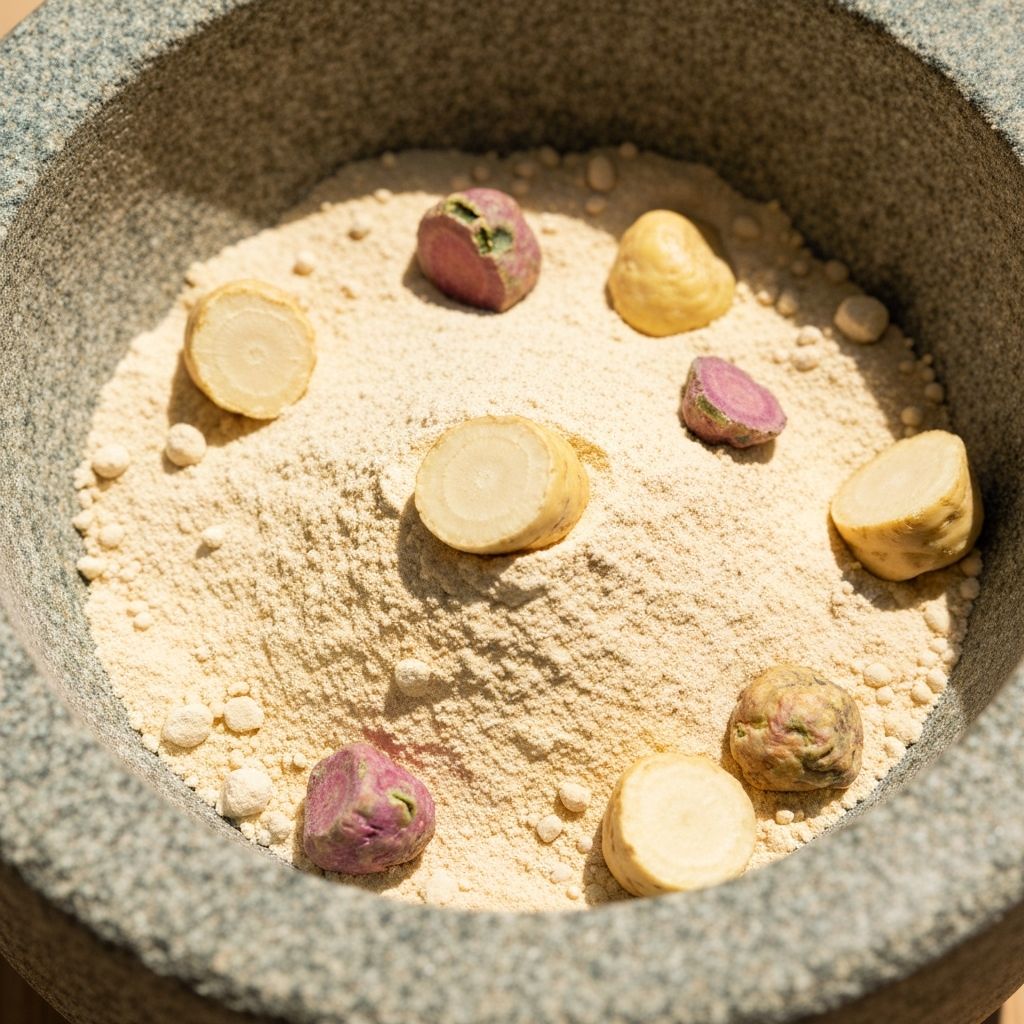 Creamy maca root powder